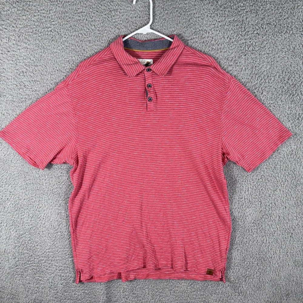 Fundamental Coast Polo Shirt‎ Mens XL Red Stripe Stretch Golf Casual
